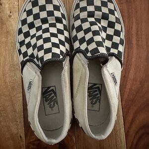 Vans Kids Checkered Slip-On Shoes - Black and White